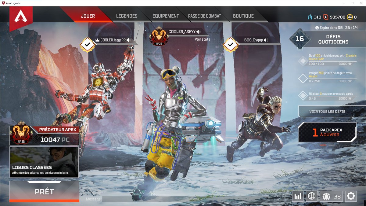 Askyyy5's tweet photo. Prédator ! ✅
Second and third french Prédator 👌🏿w/@Cooler_laggeRR 
@PlayApex @CoolerEsport  #Coolergang 🤟 https://t.co/weyYpsTje5
