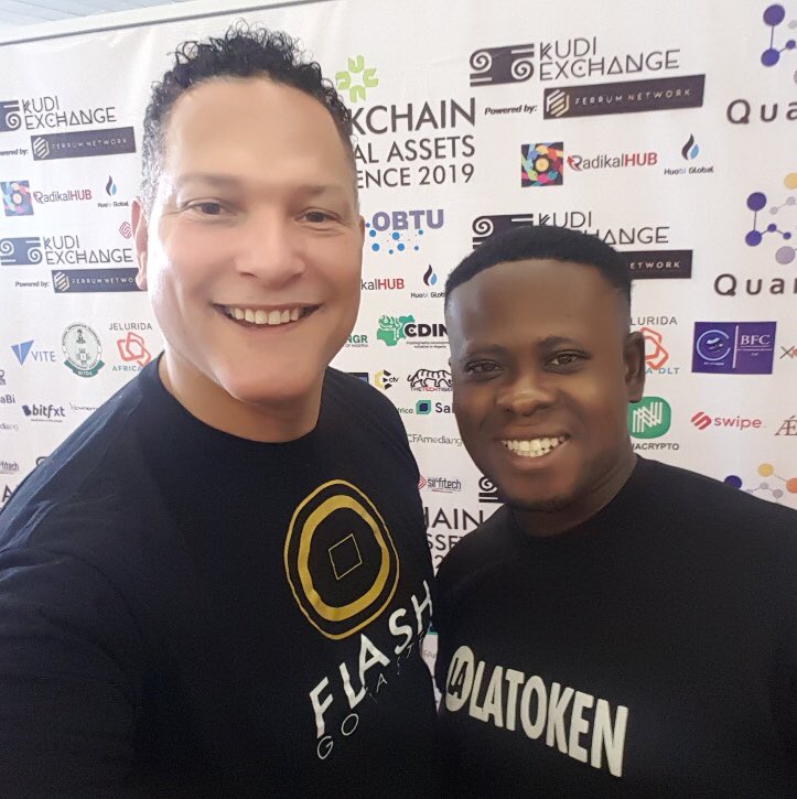 Iremidecoker's tweet photo. With the CEO of Flash coin at the Abuja Blockchain Conference.#ABDAC #latoken #bitcoin https://t.co/lFtP7gkEyc