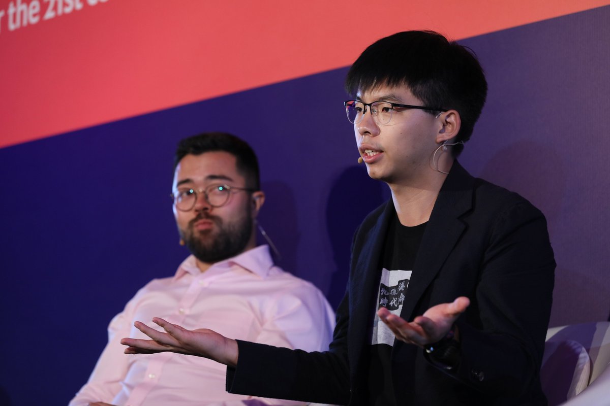 EconomistEvents's tweet image. &quot;The Hong Kong government has taught us that peaceful protest is useless, 25% of the population went to the streets but instead of making reform, they send riot police and use life-threatening weapons on us.&quot;  - Joshua Wong, secretary-general, Demosisto @joshuawongcf #Openfuture