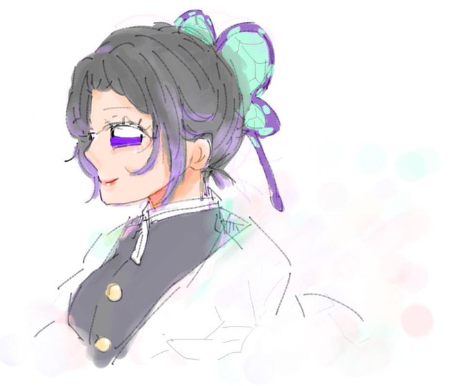 宇治舞さんがTwitterに投稿した胡蝶しのぶ(鬼滅の刃)のイラスト。