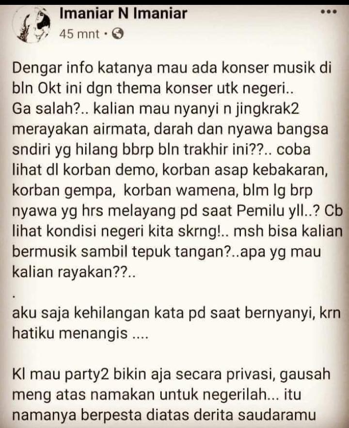 vaniepink's tweet photo. TERNYATA NGAK SEMUA ARTIS, ADA JUGA YANG MASIH PUNYA NURANI BERFIKIR TENTANG KEADAAN NEGERI INI ❤❤ https://t.co/agovDfcLON