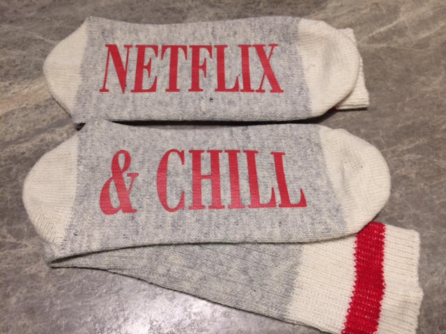 Netflix &amp; Chill (Word Socks - Funny Socks - Novelty Socks) 

etsy.me/2no1ji4

#sock #socks #sockfetish #etsy #etsyshop #etsyseller #etsyfinds #handmade #fashion #like4like #followme #follow #instadaily #repost