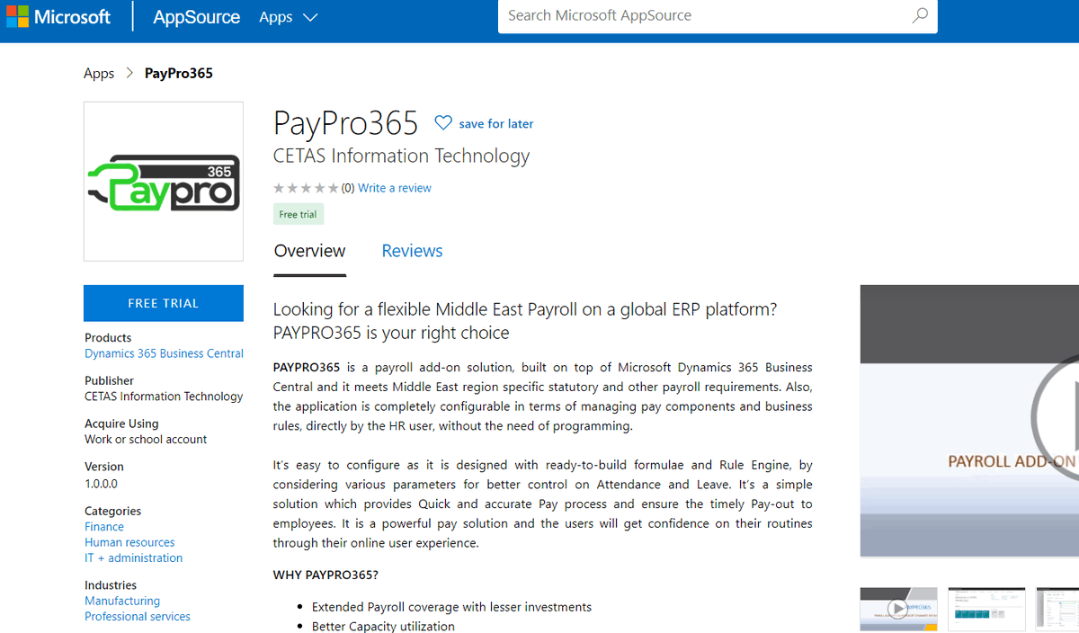 CetasApps's tweet photo. Our Next App #PayPro365...! We @cetastech #ReadyToGo with our Another App on Appsource for #MSDYN365BC ...! "PayPro365" - Payroll for Middle East @CetasApps https://t.co/8ngxDkokYR