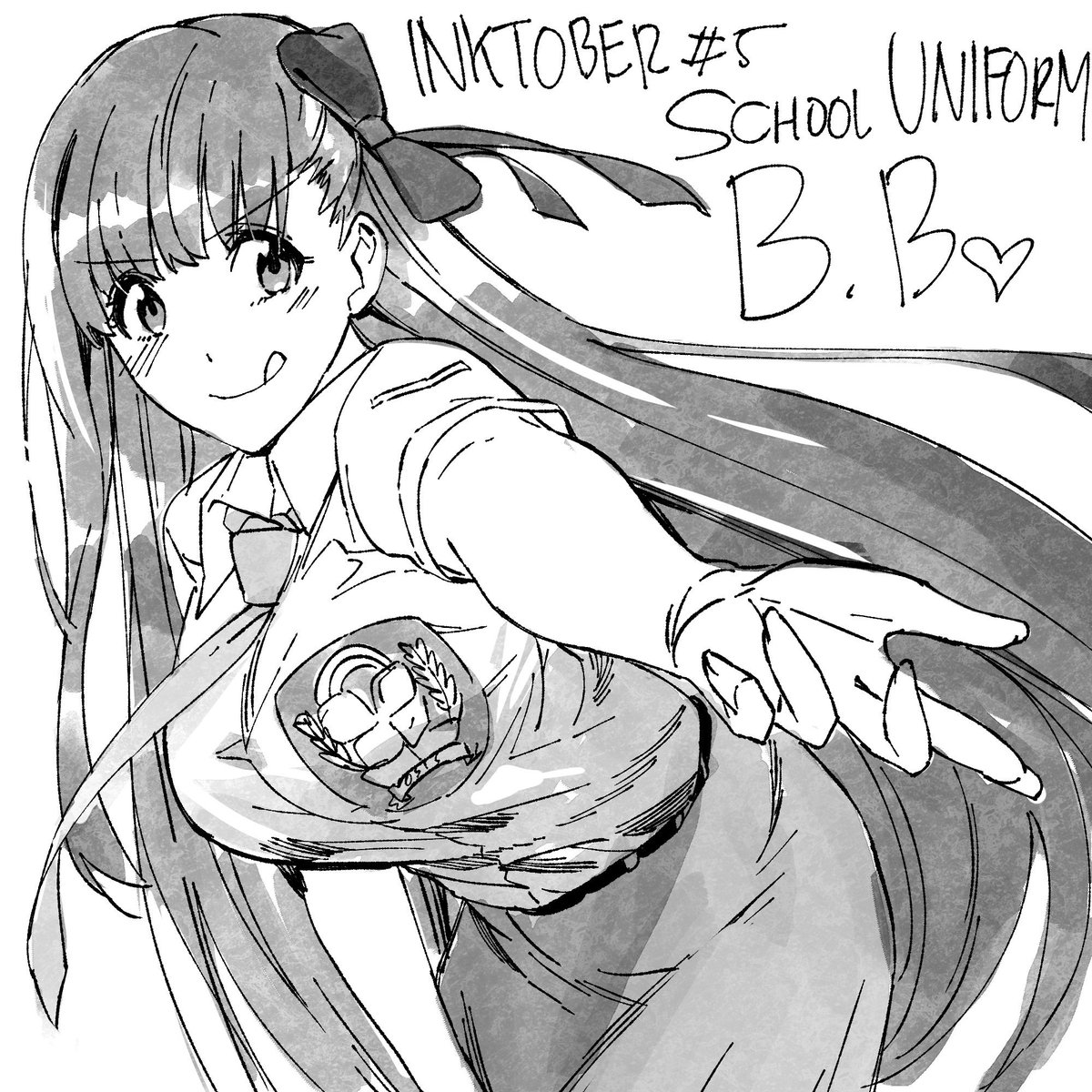 "Let's go, senpai! I will teach you with something more de-li-cious than that cilok you've been craving for a while! I don't take no for an answer★!"

DAY 5, school uniform, featuring BB who wear my state high school uniform :D

#Inktober #Inktober2019 #FGOEC 