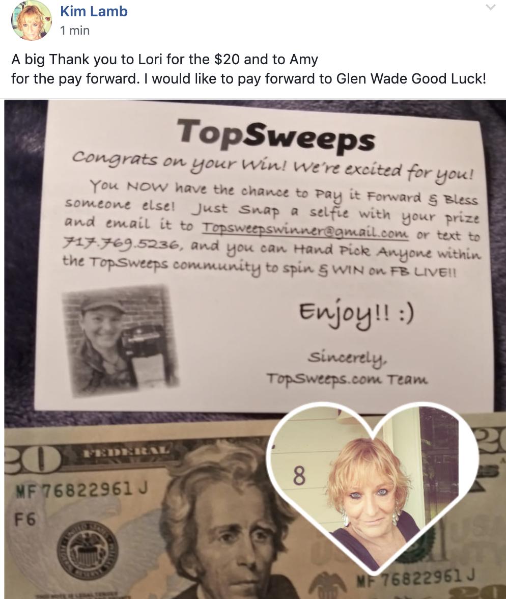 topsweepsprize's tweet photo. Woohoo!! Congrats Kim! π
Enter to be a #SpinnerWinner & win cash prizes!! π https://t.co/Ve41yzyBPXΒ
#SpinToWin #Winner #TSWinners #TopSweeps #PayItForward #WinnerSelfies #TSGiveaways #TopSweepsStyles https://t.co/2t4j82h1eS