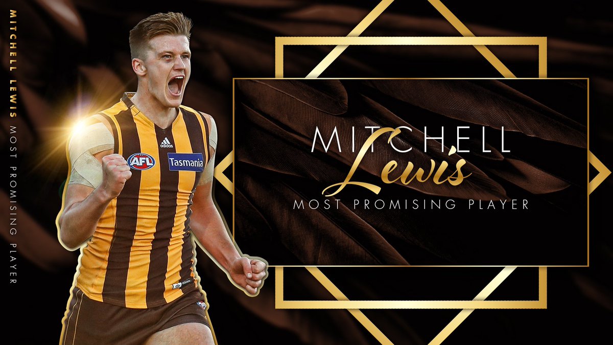 HawthornFC's tweet image. Plenty of promise in this man. 🤩

Congrats to Mitch Lewis, our 2019 Most Promising Player. 

#PCM2019