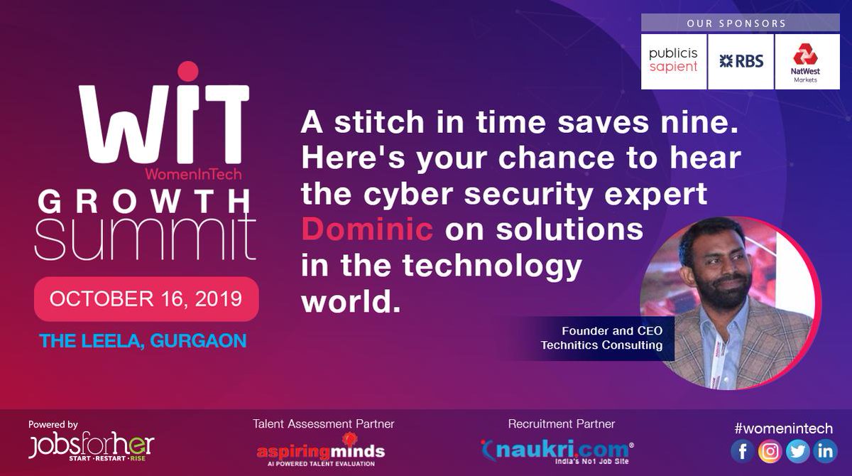 WomenInTech_IN's tweet photo. Today when every business is vulnerable to security threats, Dominic brings to you his  review of the kinds of security threats businesses will face in 2019 and how to strike the right balance between today's scenario and what is coming next
register now.
https://t.co/MMVcl4TyFX https://t.co/IHoGIHXGdT