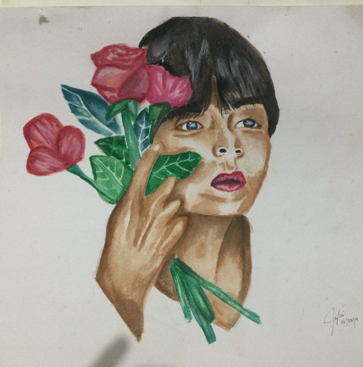 MAY 03 2019*my first watercolor portrait and its VERY VERY BAD