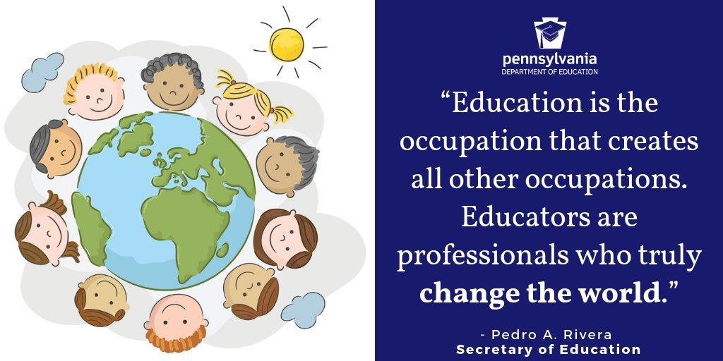 PADeptofEd's tweet photo. Today is #WorldTeachersDay!

Thank you to Pennsylvania’s educators + educators around the world for the growth opportunities you create + support you provide + impact you make – today and every day #ThankATeacher https://t.co/RKoPYhocN4