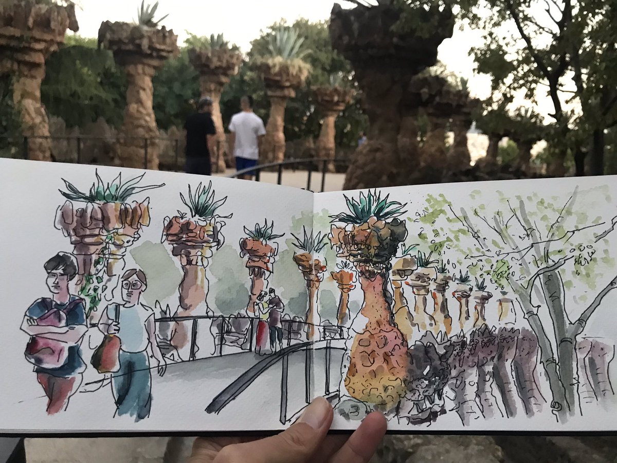 MunozFrancesc's tweet photo. Viaducte de les jardineres, Park Güell #urbansketchers @InkyfingersBCN #barcelona @ParkGuell #travelsketchbook #carnetdevoyage #quaderndeviatge #cuadernodeviaje https://t.co/7aXeDDs1Xd