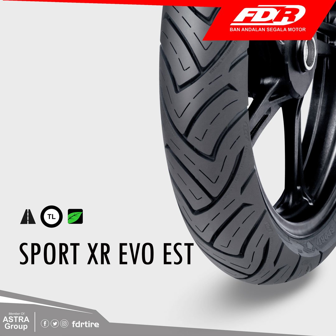 fdrtire's tweet photo. Sport XR Evo kini ada yang dengan varan EST atau Eco Smart Tire. Tekonolgi  EST menggunakan kompon khusus yang bisa menghemat konsumsi bahan bakar

Sport XR Evo EST tersedia dalam ukuran 80/80-14 TL &amp; 90/80-14 TL

#fdrtire #banfdr #PakaiBanFDR #sportxrevoest https://t.co/lsKnxJhRop