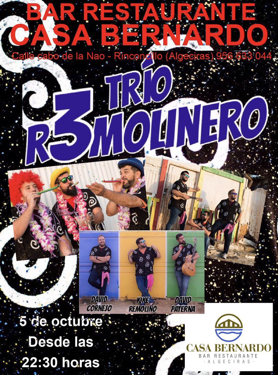 kamunray's tweet photo. ESTA NOCHE Carnaval en Acústico de la mano del Trío Remolinero 

🕑 A partir de las 22:30h 

📍Bar Restaurante Casa Bernardo en Algeciras 

🎟 Entrada libre https://t.co/vobjGmAGTU