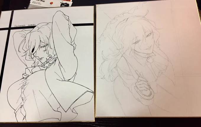 今回色紙2枚ぐらいしか出来そうにないので既存絵ですがおまけ的な感じでポスカ刷りました…すみません…
両方とも12時からの頒布、色紙購入者はジャンケンで決めます。
購入出来なかった方優先でポスカを頒布させて頂きます。
色紙は1500円
ポスカ各100円
となります。
よろしくお願いします 
