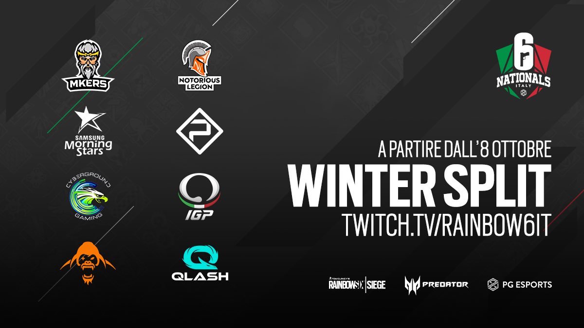 JustRyuk_'s tweet photo. Il #PGNats Winter Season è alle porte. Martedì 8 ottobre inizia la battaglia per decretare chi sarà il team più forte d’Italia! @PGEsportsIT @UbisoftItalia https://t.co/z7i4kKHakx