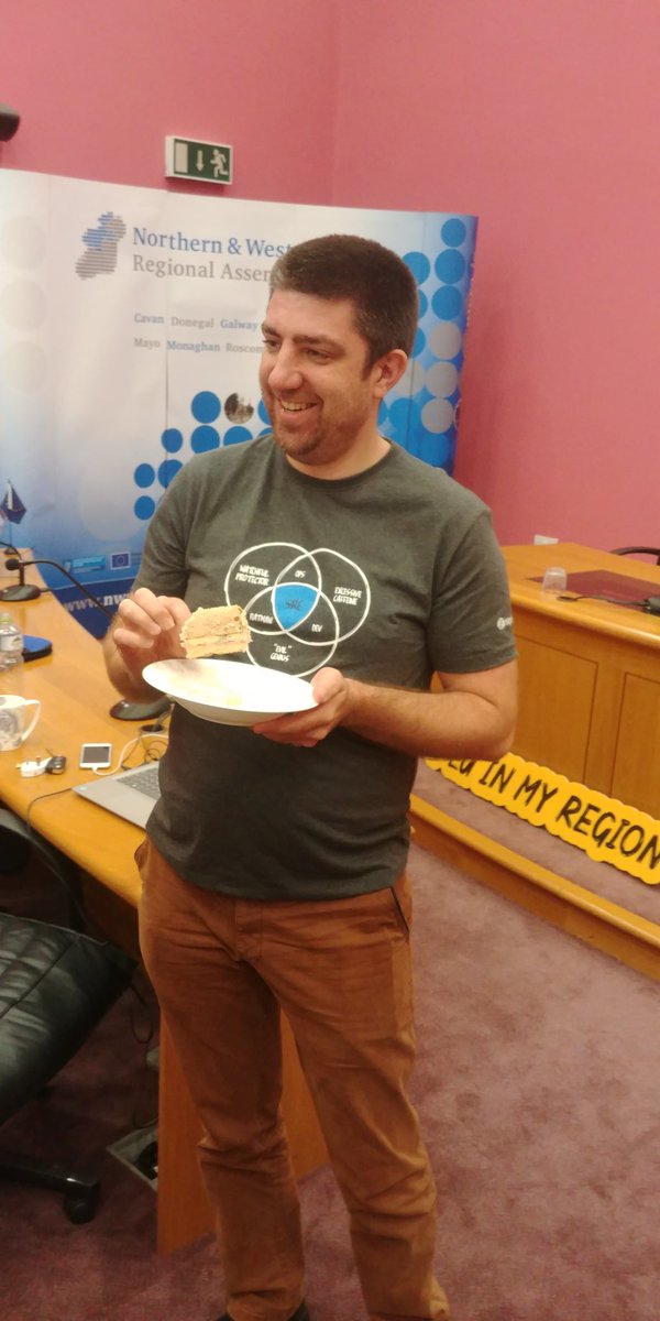 tadcan's tweet photo. Enjoying cake in celebration of @osm_ie getting recognised by @OSMFoundation. Nice and dry in @NWAssembly after a @mapillary walk. #mapBallaghadereen #osmIRL #OSM. https://t.co/y45lXRwg9T