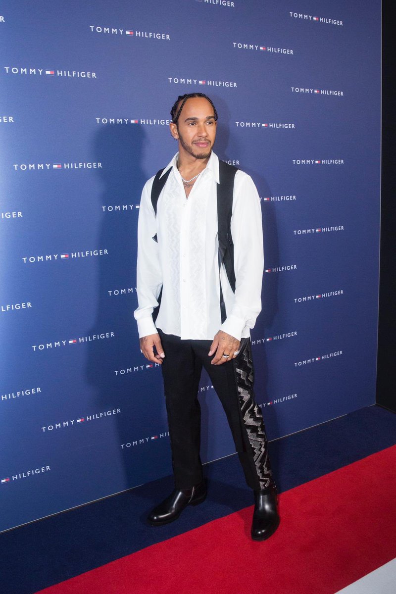 X-এ Tommy Hilfiger: ".@LewisHamilton stepped out at the Zürich Film  Festival wearing a custom-made, off-white silk shirt and pants with  metallic hand embroidered side panels by Hilfiger Collection. #ZFF2019  https://t.co/szhnOHlpgX" / X