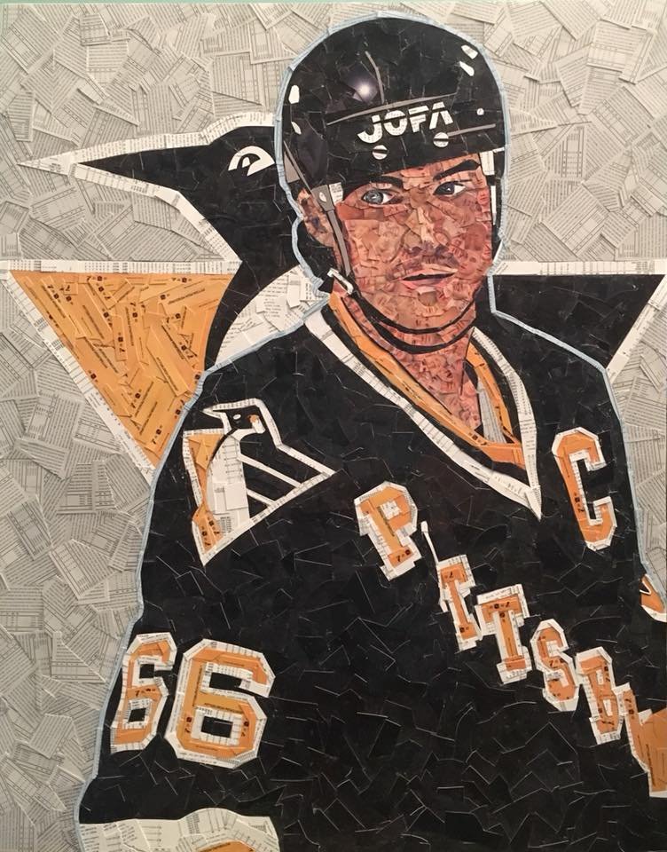 Happy 54th Birthday, Mario Lemieux!  

Here\s Super Mario, made from cut hockey cards. 

 