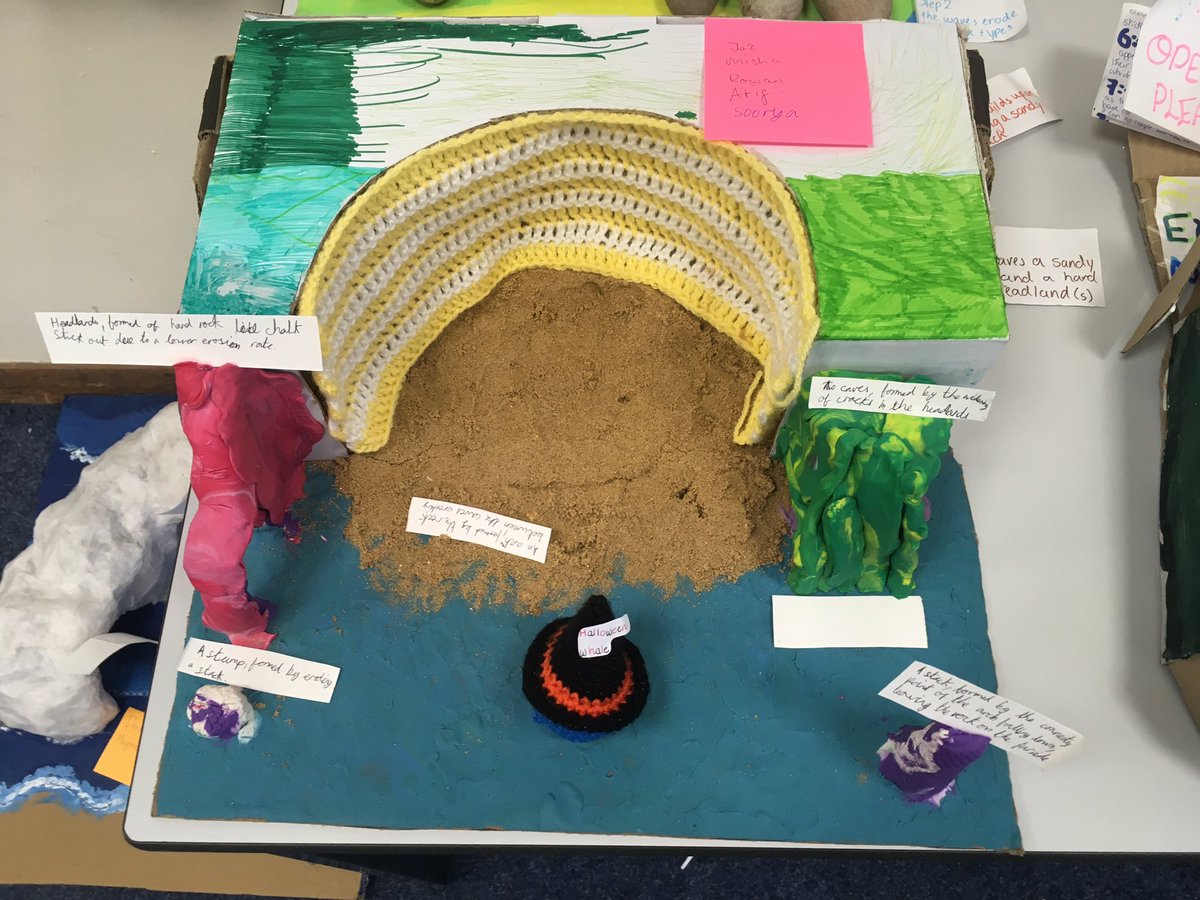 GeogDWI_HGS's tweet photo. Also in joint second place from the 9s/Gg2 #coastallandformmodels was the ‘bay with the crochet’ from Jaz, Rowan, Soorya, Ativan and Misha https://t.co/aw937Mehrn