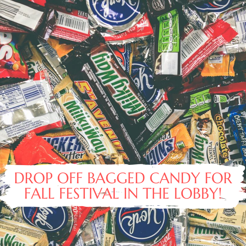ccc_connection's tweet photo. We are collecting bags of individually wrapped candy for our Fall Festival &amp; Carnival!  Pick up a bag while you're out shopping this weekend and drop it off Sunday in the lobby! https://t.co/sxvwGDB7yb