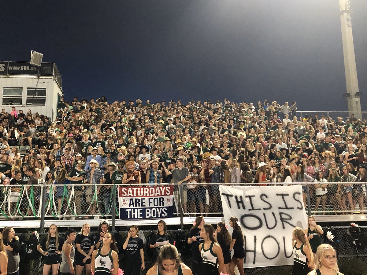 LRTDClub's tweet photo. What an amazing night. We honored all warriors battling breast cancer, welcomed back our alumni, watched our team fight and take the win and honored @LWRBANDS who is always there to cheer us on. & all with the best student section ever! @thehorsestable1 #Mustangs4ever https://t.co/t4WWRAOiDC
