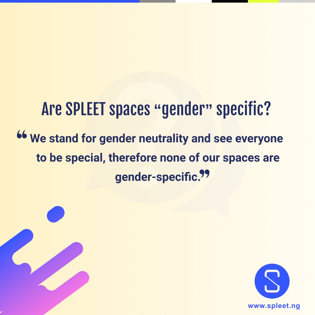 spleetafrica's tweet photo. Did you know that all SPLEET spaces are gender neutral?
#spleet #cosharing #coliving #sharedspaces #sharedapartment #techstartup #startups #livingsolutions #easierliving #Nigeria https://t.co/EyInJpeITj