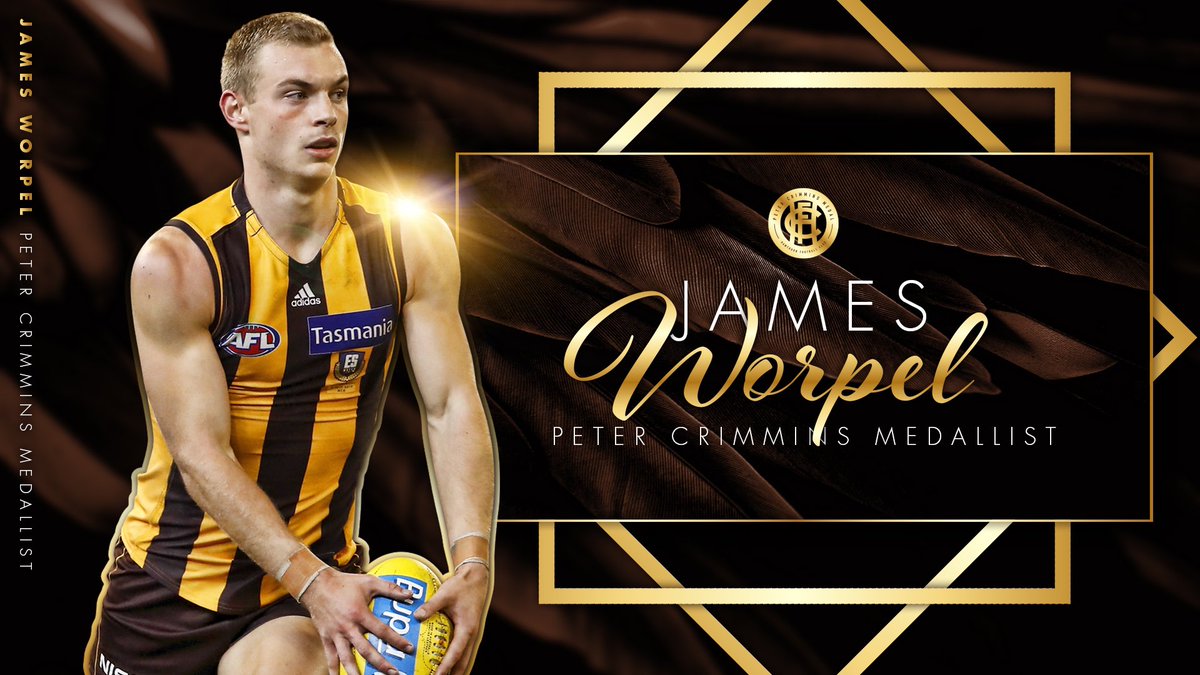 HawthornFC's tweet image. Your 2019 Peter Crimmins Medallist is...JAMES WORPEL! 🔥 

📝: bit.ly/WorpelPCM

#PCM2019