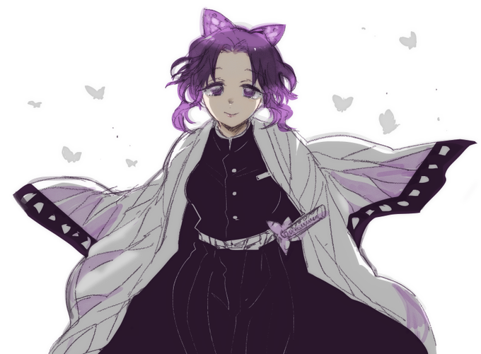 のびたろう💀コミティア欠席です🙇さんがTwitterに投稿した胡蝶しのぶ(鬼滅の刃)のイラスト。