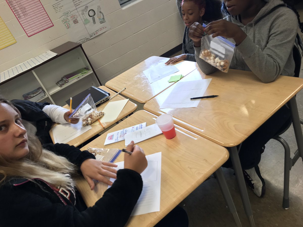 MissRebraca's tweet photo. Investigating mixtures and solutions and their properties in 7th grade! (While having a little snack in the process!) so proud of these kiddos! https://t.co/EWGxxTtA4s