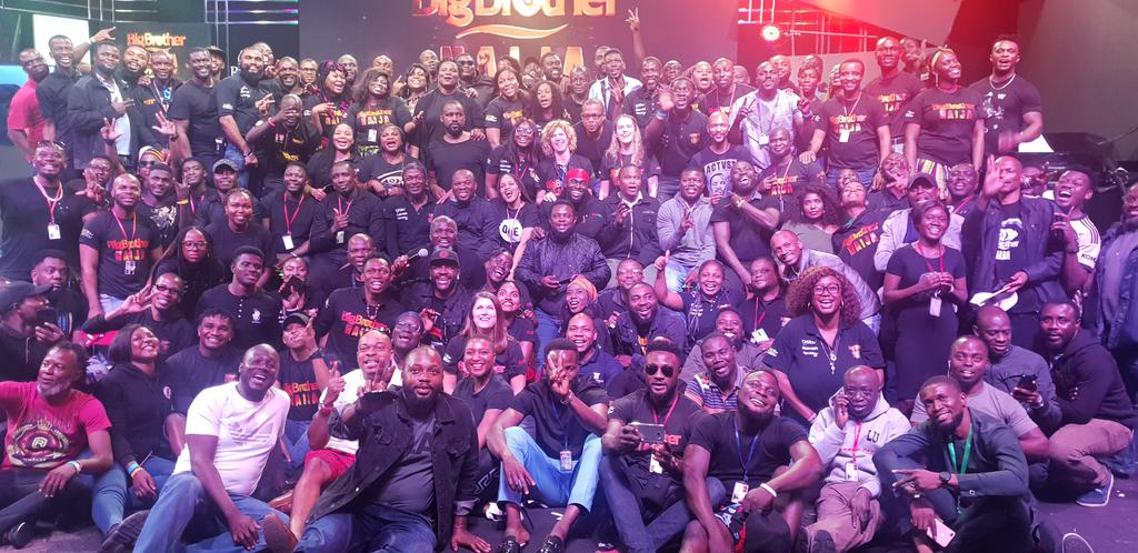 Ebuka's tweet photo. Just a few of the crew members who made the #PepperDem season work. It really does take a village...
Can you spot me? #BBNaija https://t.co/n7yTiKDrsy