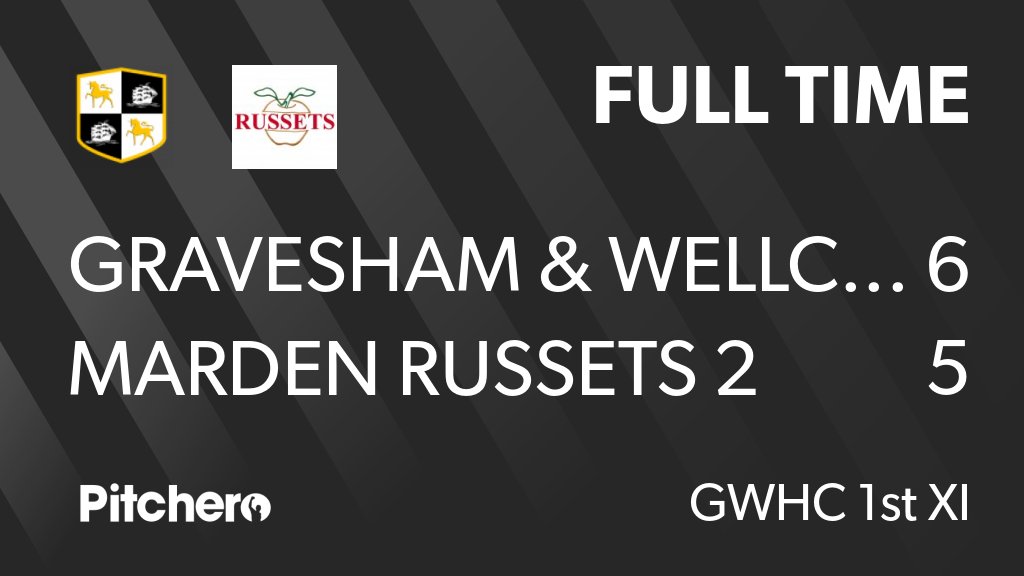 Unbelievable Jeff ! ... Great win
FULL TIME: Gravesham &amp; Wellcome 1 6 - 5 Marden Russets 2
#GWHC #GWs #GWHC1s #Pitchero
gwhockey.club/teams/202020/m…