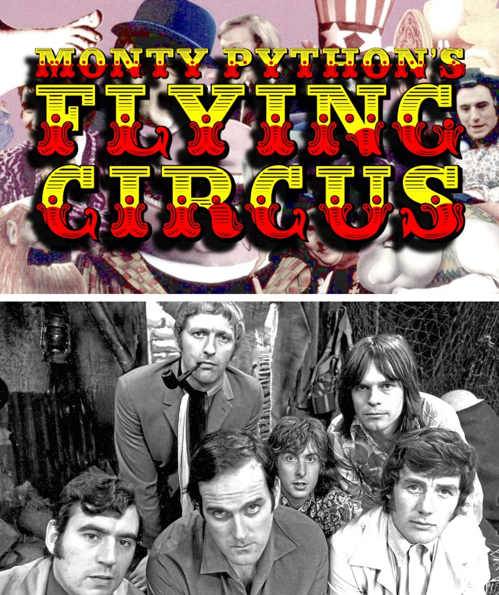 Classicbritcom's tweet photo. Monty Python is 50 today, The programme, which first aired on October 5th 1969, was a surreal sketch series by the group consisting of John Cleese, Terry Gilliam, Eric Idle, Terry Jones, Michael Palin, and the late Graham Chapman they also produced 3 Films, Happy Anniversary 🎉🍾 https://t.co/6Qu83fwUwS