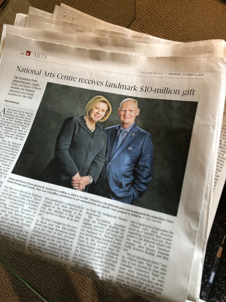 nacgirl's tweet image. Historic gift from the most lovely couple in support of the performing arts and @CanadasNAC Thank-you! Merci! Miigwetch! @globeandmail @orchristra @AnnabelleComms @JimWatsonOttawa