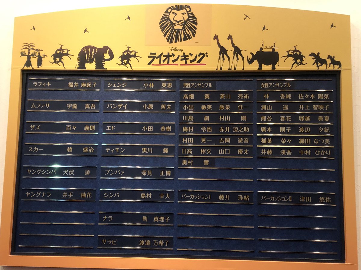 高畑翼くんと奥村響くんが出演しているライオンキングを観劇してきました🦁
サークル·オブ·ライフで2人の姿を見たら、なんだか泣きたくなりました。
すごいなー✨最高にかっこよかった✨✨
終演後はいつも通りの優しくて楽しい2人で、更にかっこよかった😍
俺も色んな事頑張ろ！