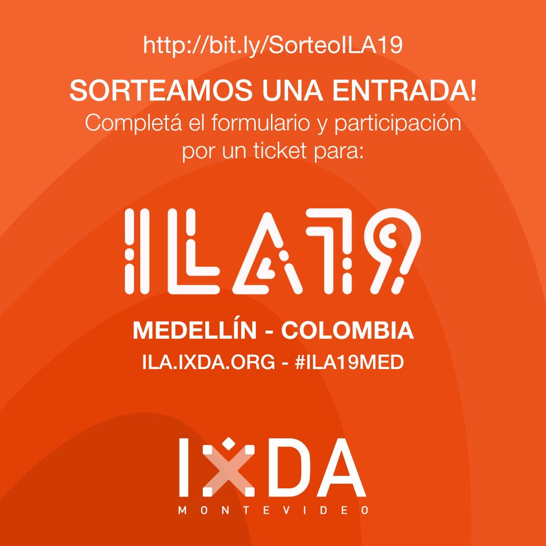 IxDAMontevideo's tweet photo. 🍀 🍀 Anotate y participá! 🍀 🍀
https://t.co/3WsJTqzBIJ
Sorteamos una entrada gratis para #ila19medellin. ILA es la conferencia de diseño de interacción organizada por @ixda e @ixdamedellin .
El lunes comunicamos el resultado del sorteo.
🍀 🍀 Mucha suerte 🍀 🍀 https://t.co/y7Fevolgml