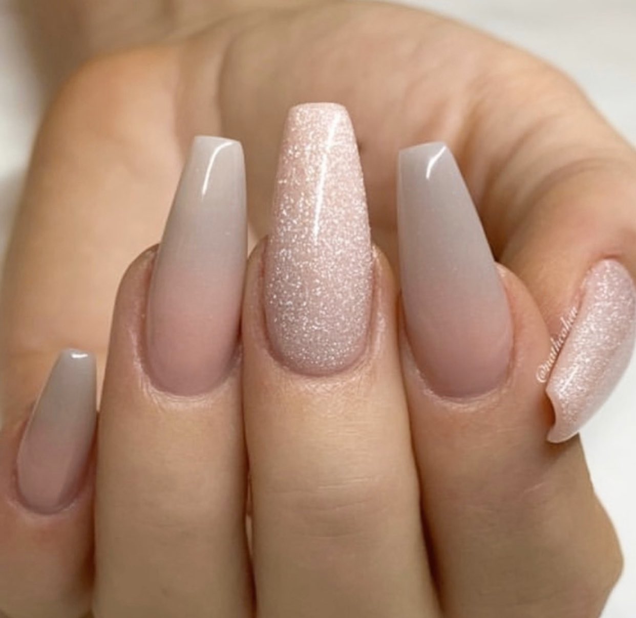 Young Nails on X: Such a unique beautiful ombré by Nathalie Cohen using  nude (cover taupe) and pink (cover pink).  / X