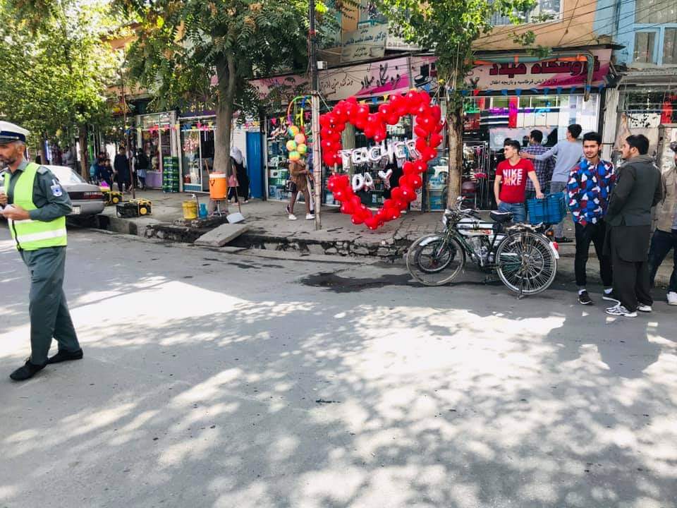 Celebration of Teachers Day in Afghanistan,
 A Kabul Street
