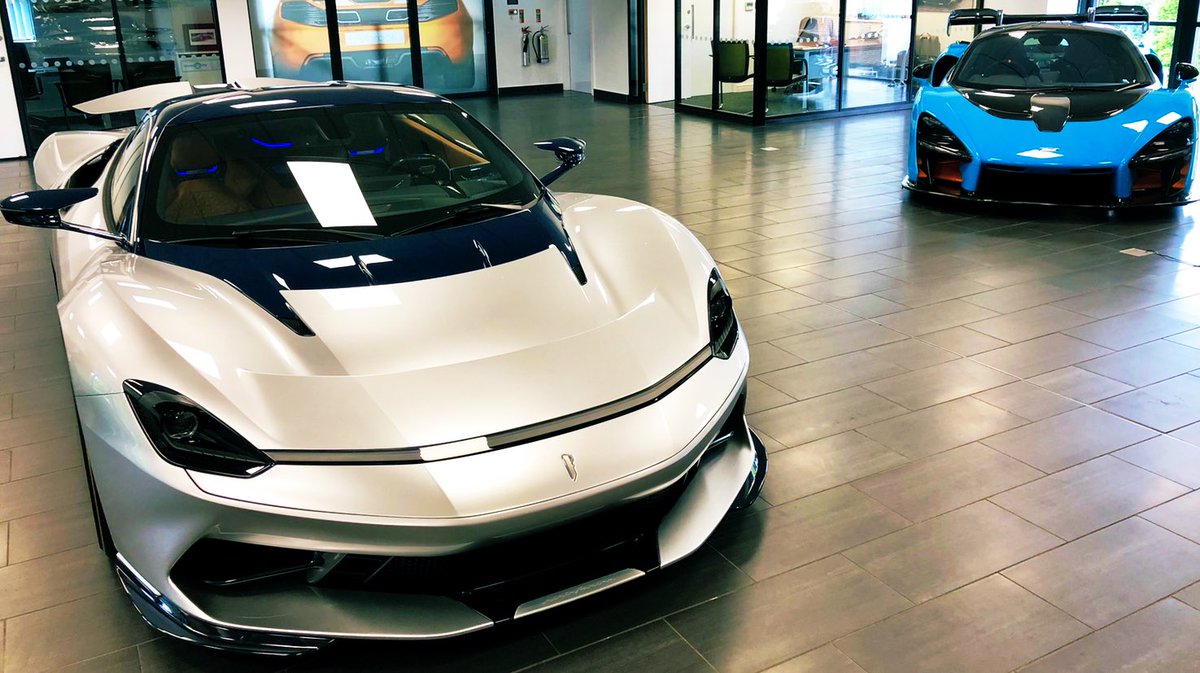 The @automobiliPinin #Battista meets the @McLarenAuto #Senna at @RybrookMcLaren today! #AutomobiliPininfarina #McLarenSenna