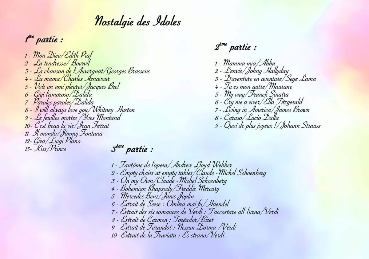 CommissionDe's tweet image. Chers amis, voici le programme de la soirée Nostalgie de nos Idoles du 20 octobre prochain à la Ruche Verrière: