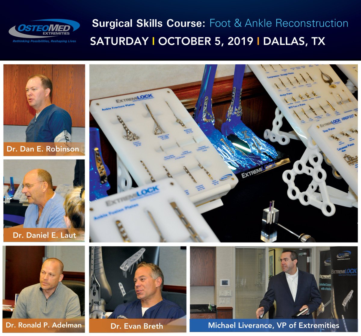 OsteoMedSOURCE's tweet image. OsteoMed is hosting a #lowerextremities medical education event here at headquarters today. Guest speakers Dr. Dan Robinson, Dr. Evan Breth, Dr. Ronald Adelman and Dr. Daniel Laut are conducting a hands-on labs and case study reviews on #foot and #ankle #reconstruction.