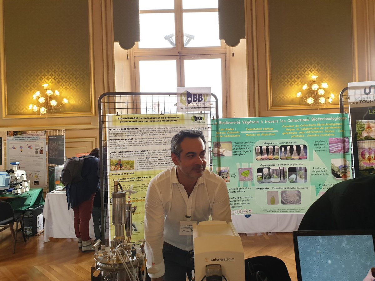 BBVEA2106_Tours's tweet photo. #FDS2019 On parle aussi de nos projets de recherche! #biopropharm @RCValdeLoire @UnivTours @v_courdavault #Axyntis #vindoline #levure #bioingenierie #bioproduction #cancer #medicaments https://t.co/4IUqh8JtGe