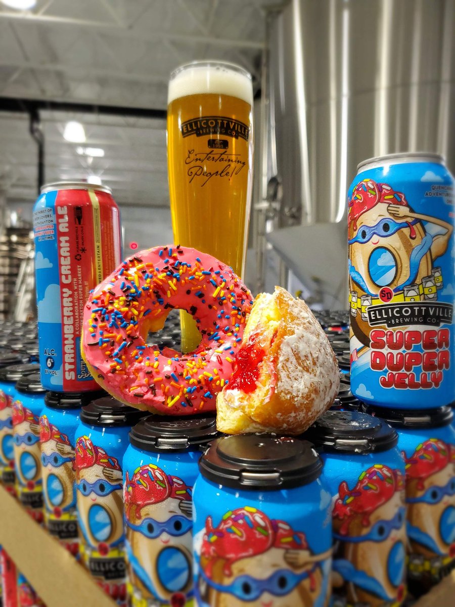 The mad scientists at @EBCwny have added doughnuts🍩 &amp; strawberries🍓 to a cream ale!! They will be here from 12-2pm sampling the new Super Duper Jelly as well as other seasonal offerings #drinklocal