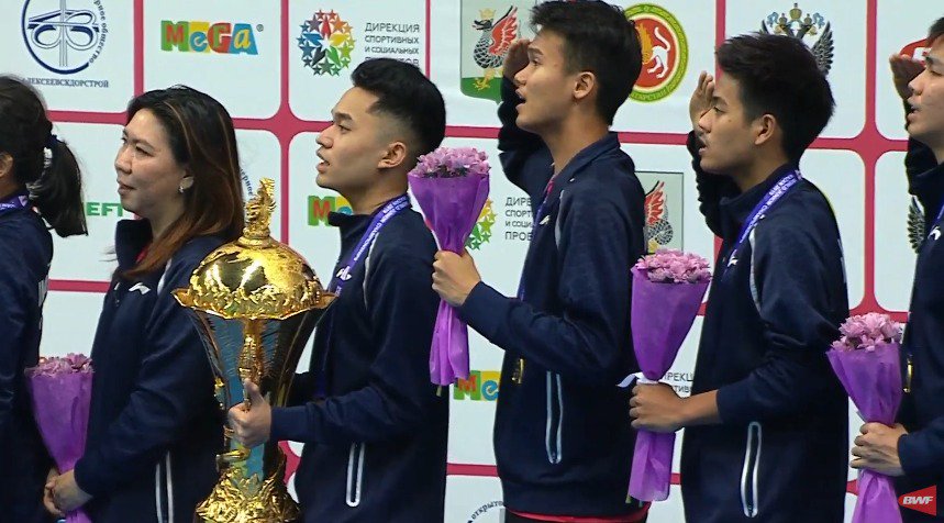 BadmintonTalk's tweet photo. Podium photo of INDONESIA, who just won the Suhandinata Cup FOR THE FIRST TIME EVER!!!

We are proud of you!!!

#WJC2019 https://t.co/RI8wijbd4O