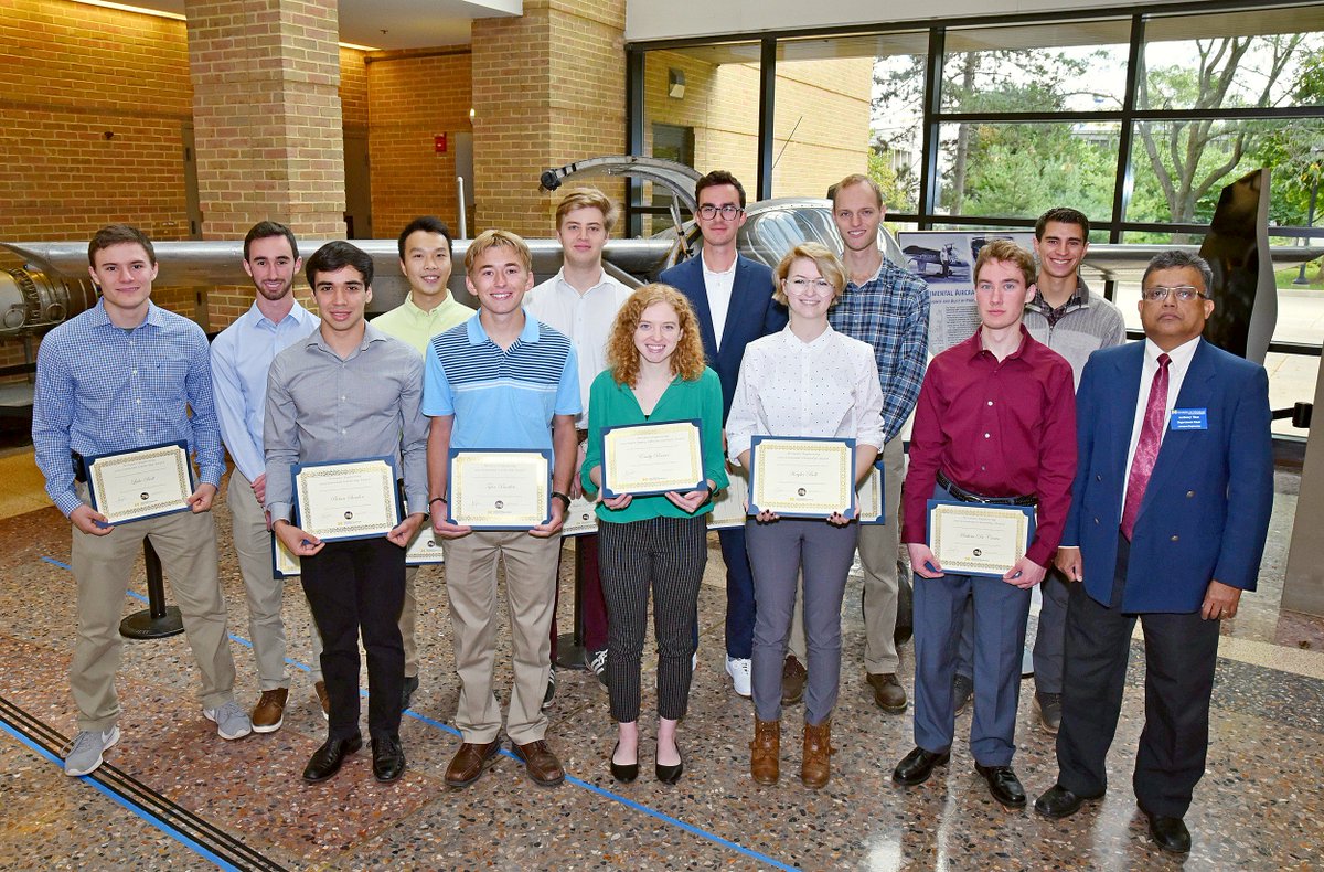 MichiganAero's tweet image. Congratulations to Karen Ann Bagley Albrecht Scholarship Awardee, Emily Rassel, and Aerspace Engineering Centennial Scholarship Awardees! The awards were presented at the Aerospace Engineering Homecoming celebration by Department Chair Dr. Tony Waas.