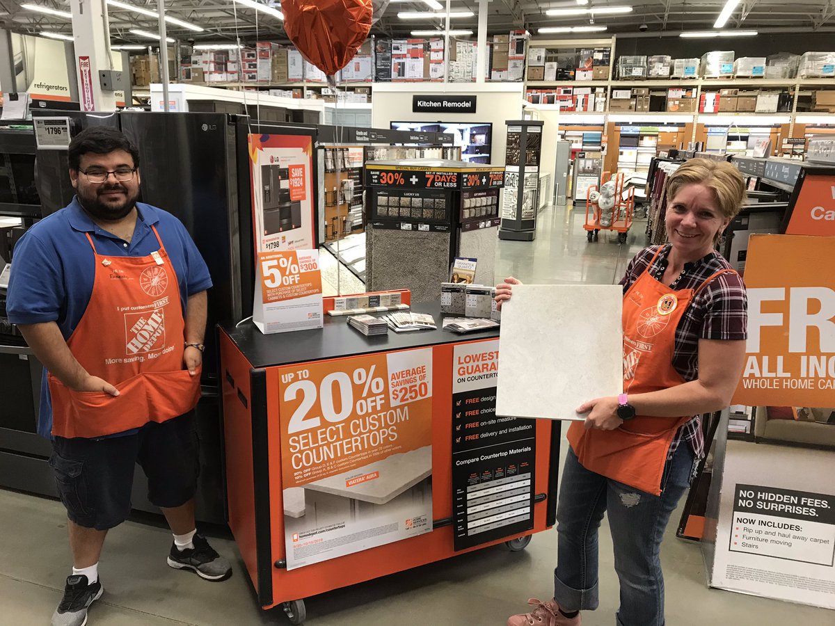 THDMarkwood's tweet photo. Not digging your countertop? We DO countertops! 20% off select custom c-tops right now @ HD 6963, so come in and see Leigh-Ann!! @Jaime_HD_D25 @RoyStrait @HDLMPerez @DennisTaylorHD @Candice_THD6963 @bradlitchfield4 https://t.co/EsEakxIUpY