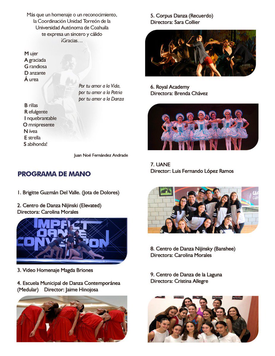 Corpus_Danza's tweet photo. 🔜Mañana | Homenaje Magda Briones 

Los esperamos en el auditorio de la FCA. 

•Entrada libre •

#CorpusDanza #Torreon https://t.co/0ySYgk5nzJ