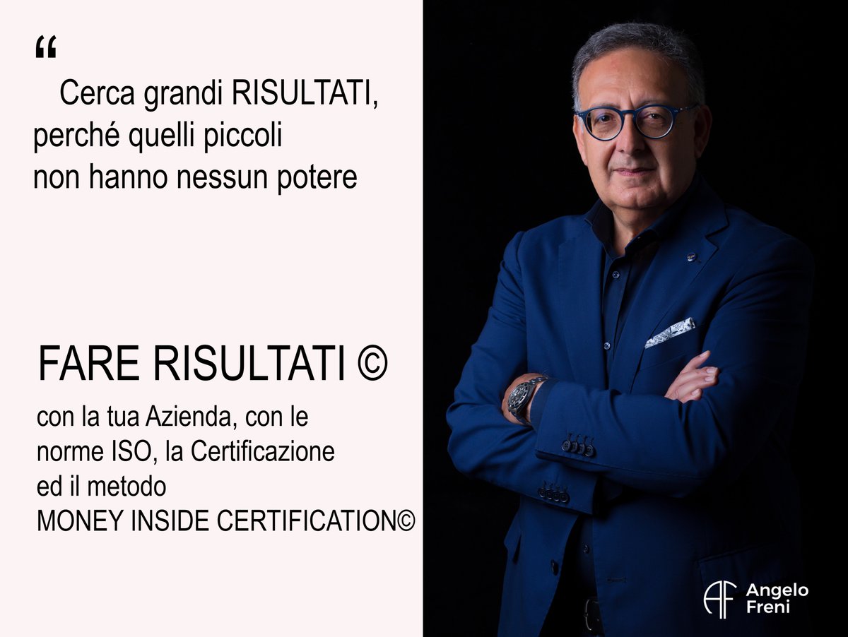 📈 [ FARE RISULTATI© ] 📈
Se sei un Imprenditore e vuoi sapere come FARE RISULTATI© e SOLDI, ti aspetto nei ns. Eventi in Tour a Milano, Vicenza, Roma e Catania per aiutarti a fare Impresa per ... vincere 👉 certificationsrl.it/fare-risultati/