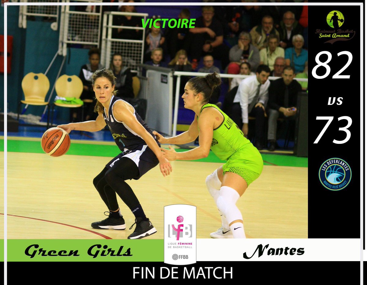 St_Amand_Basket's tweet photo. 👌 #OPENLFB Ligue Féminine de Basket 👌
🏀 Victoire après prolongation de vos Green Girls vs Les Déferlantes du Nantes Rezé Basket 🏀
🙌 8⃣2⃣ - 7⃣3⃣ 🙌
Kone 11 pts, Coulibaly 14 pts, Ellenberg 16 pts, Solopova 13 pts, Limouzin 9 pts, Mane 10 pts, Burton 9 pts https://t.co/j4xBNhXMuO