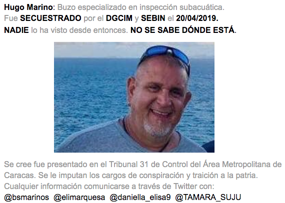 saltam0nte's tweet photo. @alexagomez2000 @Iraidajiron @urru_urru @Adrianavigi @Libeluz @abdelnaimep @mujeresdenegro @CASTORFAVELO @sangreechinche @mingo_1 @venezolanoenpie @querre1 @TaticaLupe @hugosocorro @jmlara02 @K_osVenezuela @LaNotaKallejera @Norys_Acosta_C @Oropeza_Mari @loquepiensastu @caramos61 @CHC31 @dioseslafuerza2 @LaTaTcherOne @soniachocron @LaLoca_Olga @AsktoMandrake @Pura_Miel @XiomaryUrbaez @WEFFER1 @WellingMichael @Dios_Federacion @bsmarinos @elimarquesa @EquipoTAC @veronica_poleo Hugo Marino lleva 5 meses secuestrado por el DGCIM
#Hilo         
#DondeEstaHugo
@bsmarinos @MarialeHernandz @Ronald27578223 @FinolHugo @GoddeliettM @NoraDePaz @HenryPenaGuerra @EthVzla @Almagro_OEA2015 @RicardoGuanipa @JoHa_MeNdEz @antisapo2000 @AngelMonagas @Justiciera75 https://t.co/31vuRGltwS