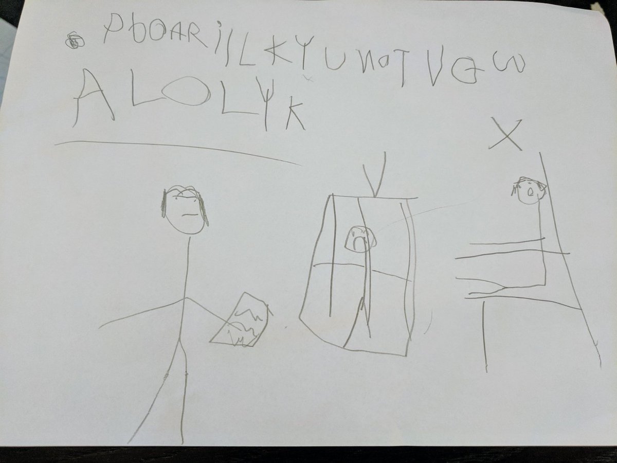 stevenmklein's tweet photo. My daughter just declared she wants to be a journalist. Her depiction of the current situation. Person holding the paper is a lawmaker. president in jail: ✔️, president on chair: ❎ https://t.co/EEOyKf4P11