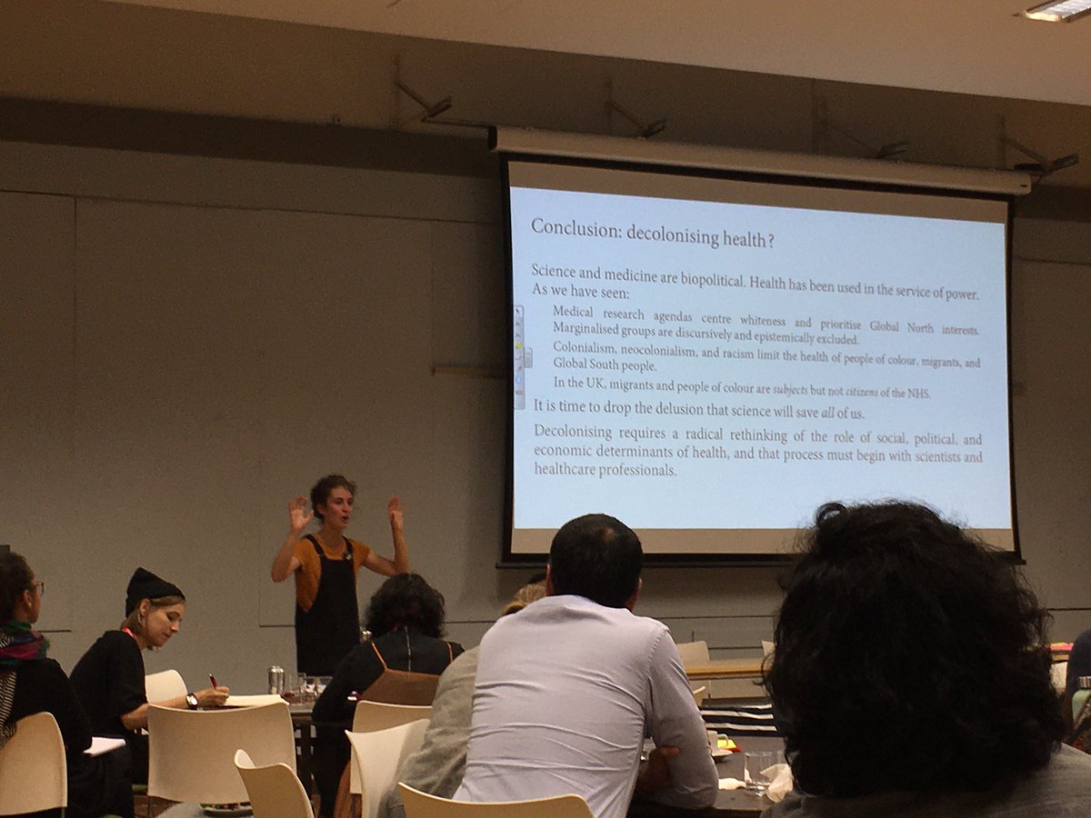 DecoloniseSTEM's tweet photo. “We do not even have the knowledge to help Global South individuals to be healthy...I think it is time we drop the delusion that science will save us all” - Arianne Shahvisi #DecoloniseSTEMSymposium #decoloniseSTEM https://t.co/HGybTWj9vR